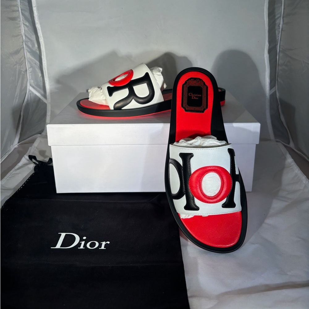 Dior Red and Black Marina Slides